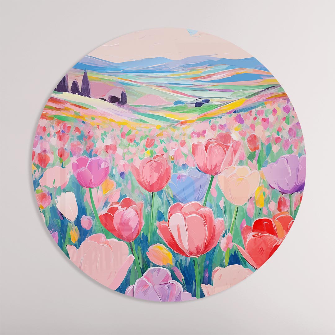 Kleurrijk Bloemenveld Muurcirkel