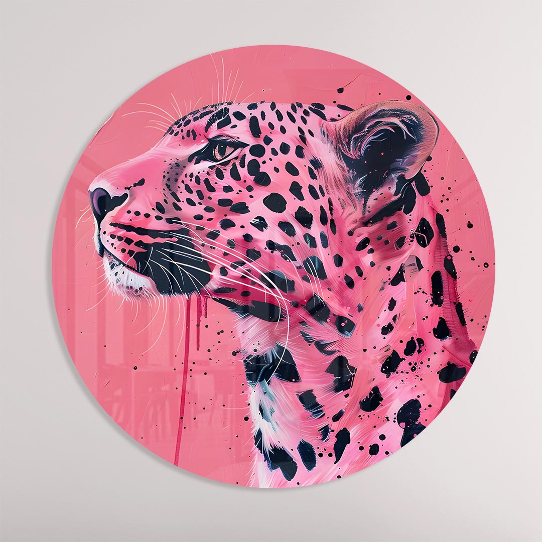 Stijlvolle Roze Luipaard Muurcirkel