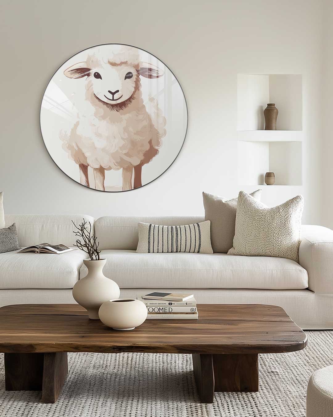 Schattige Schaap Muurcirkel-WallArtistic