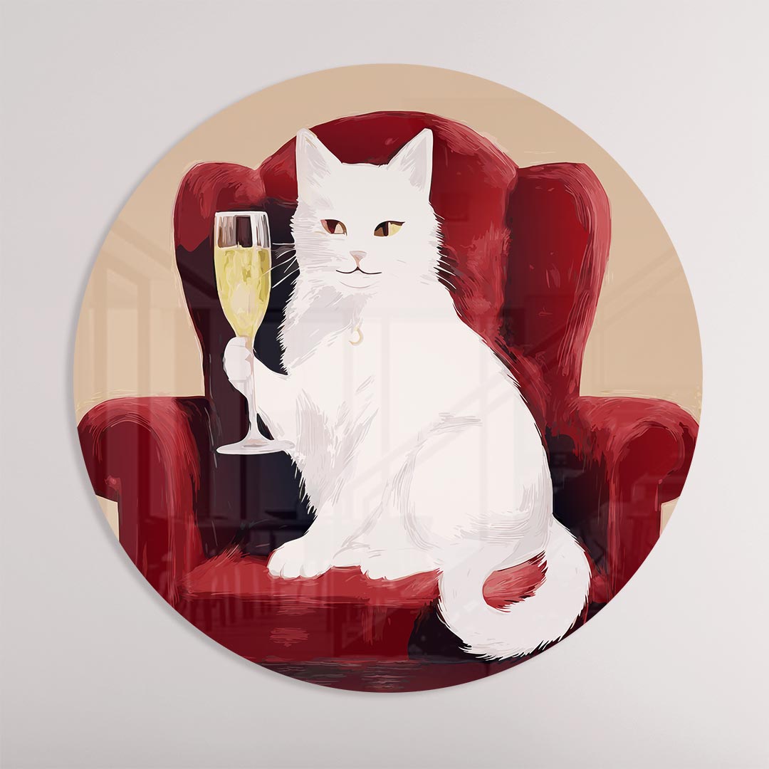 Luxe Kat op Stoel Muurcirkel