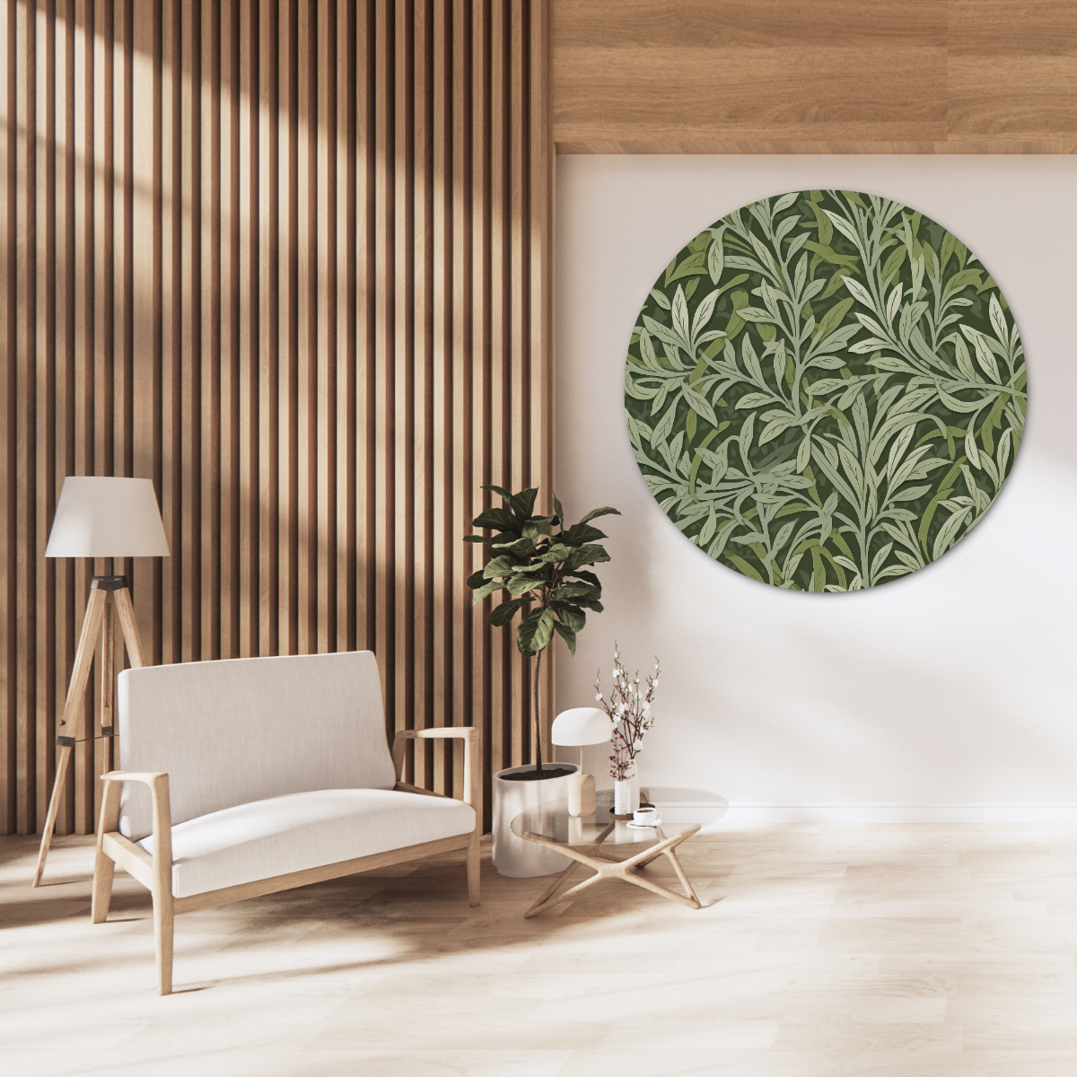 Groene Bladeren - Muurcirkel-WallArtistic