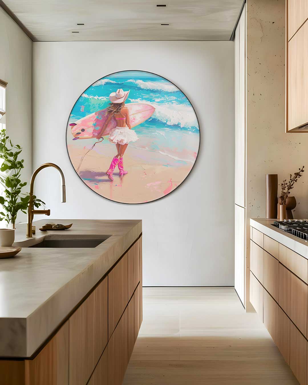 Cowgirl Surf Vibes Muurcirkel