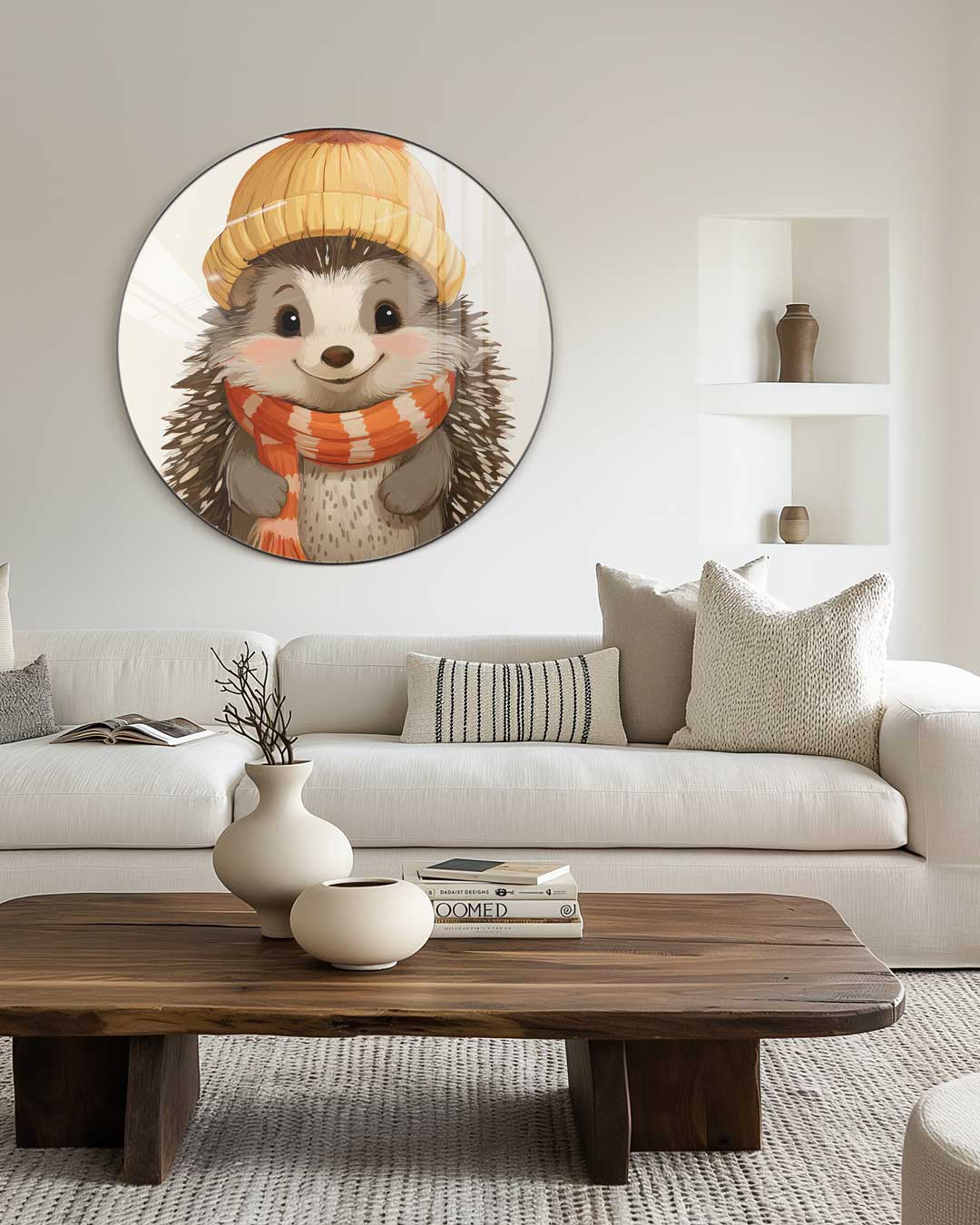 Schattige Egel Muurcirkel-WallArtistic