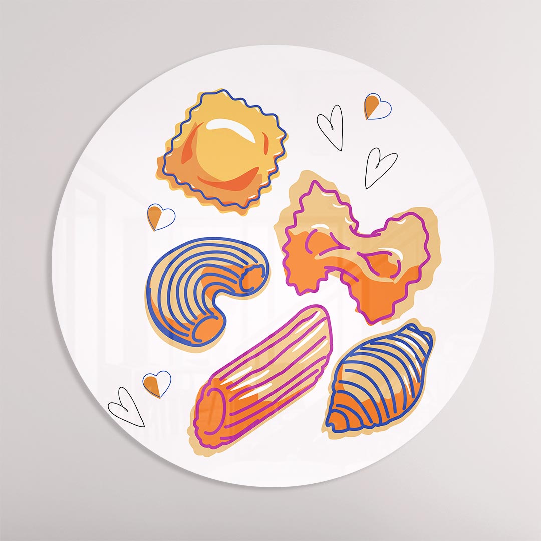 Pasta Illustratie Muurcirkel-WallArtistic