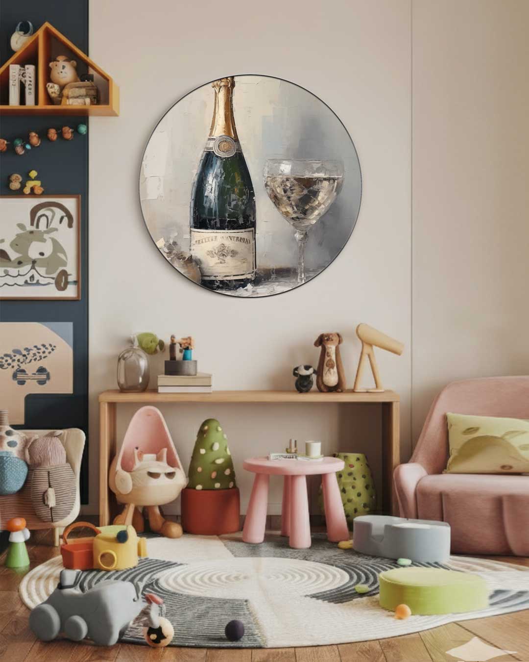 Luxe Champagne Stilleven Muurcirkel
