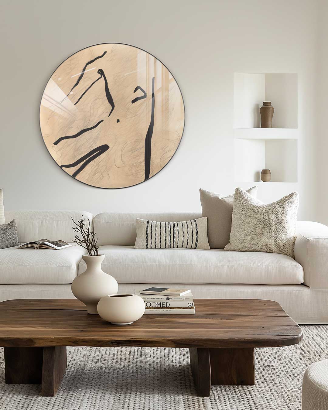 Abstracte Beige Muurcirkel