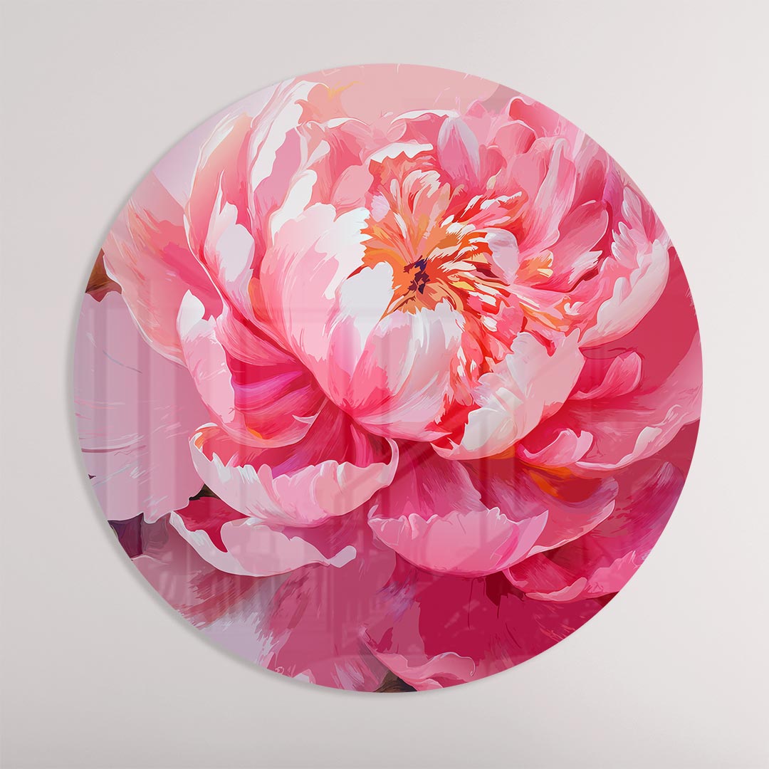 Bloeiende Roze Pioenroos Muurcirkel
