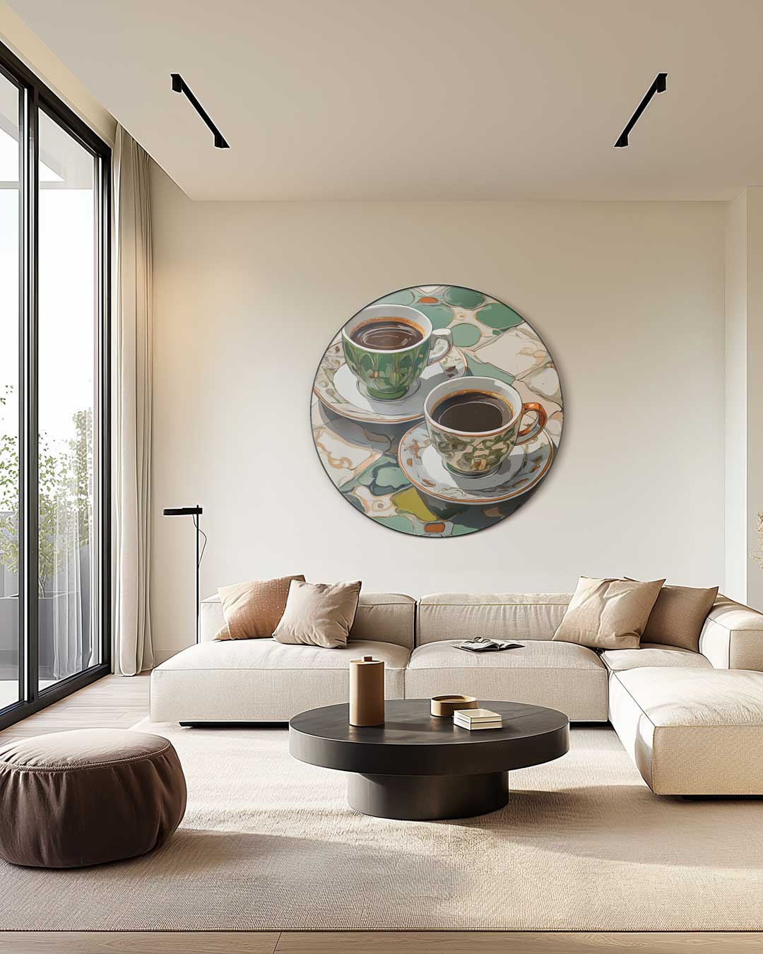 Stijlvolle Koffie Muurcirkel-WallArtistic
