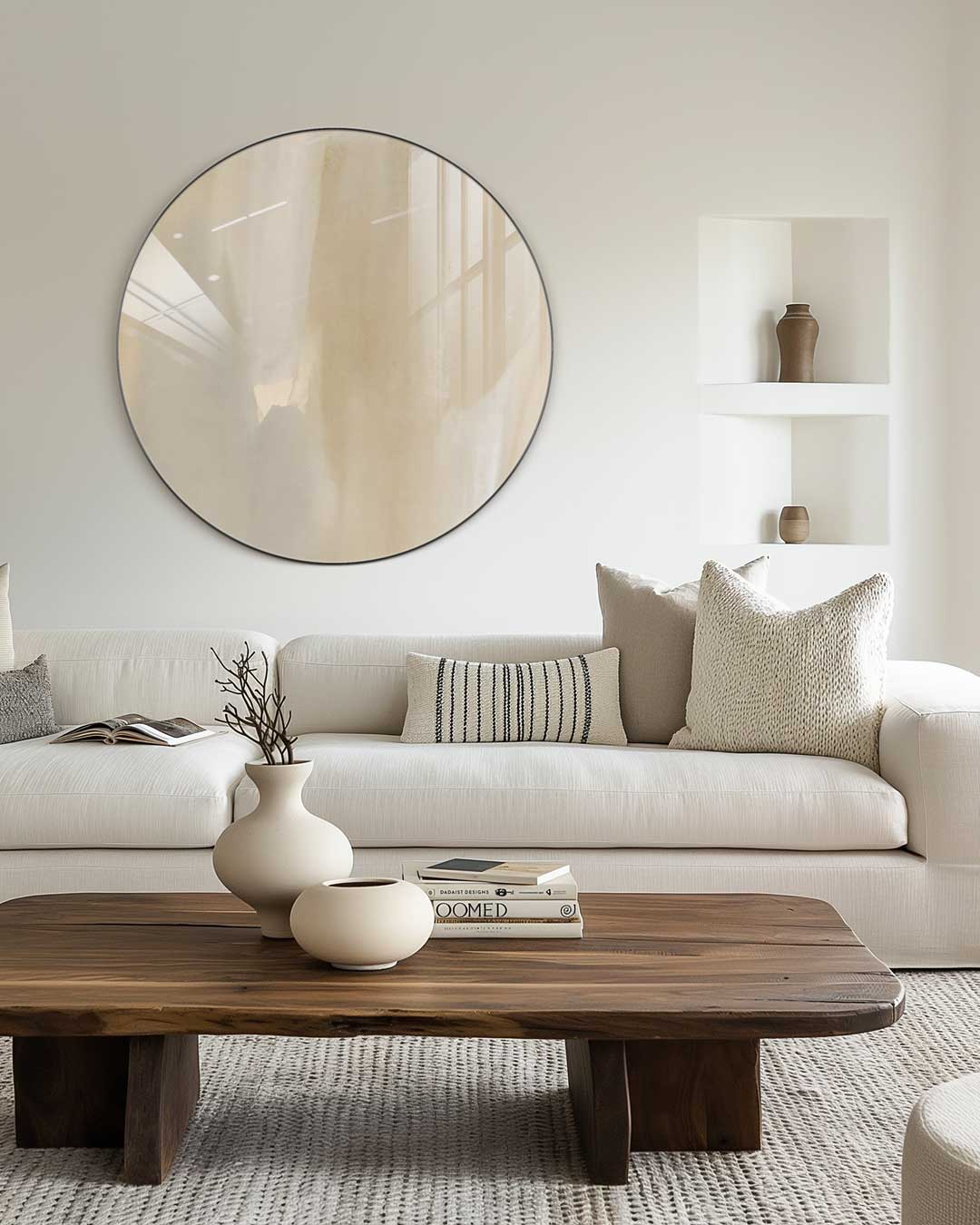 Zachte Beige Muurcirkel-WallArtistic