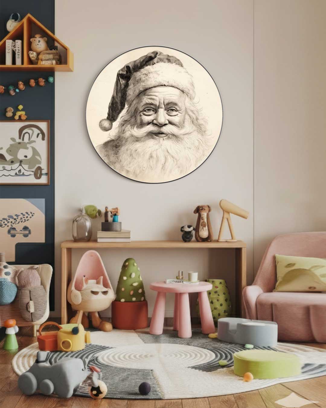 Vintage Kerstman Muurcirkel