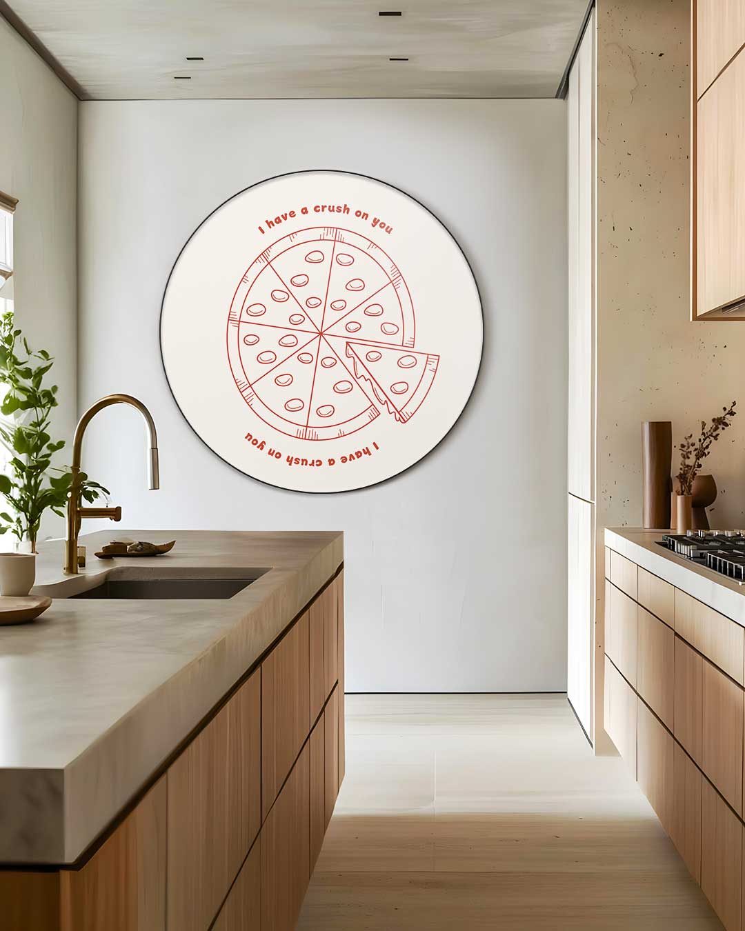 Luchtige Pizza Liefde Muurcirkel-WallArtistic