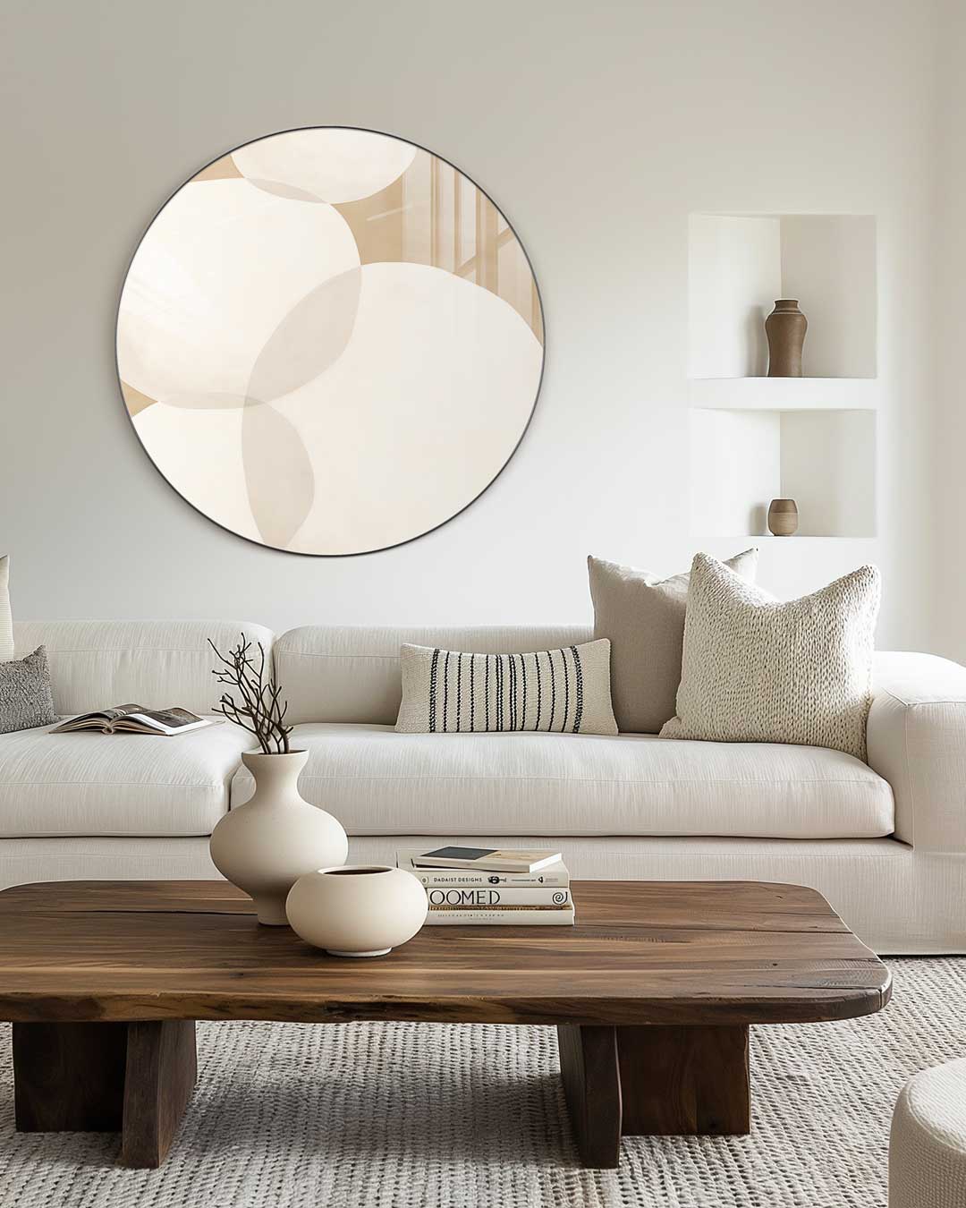 Elegante Witte Ronde Muurdecoratie Muurcirkel