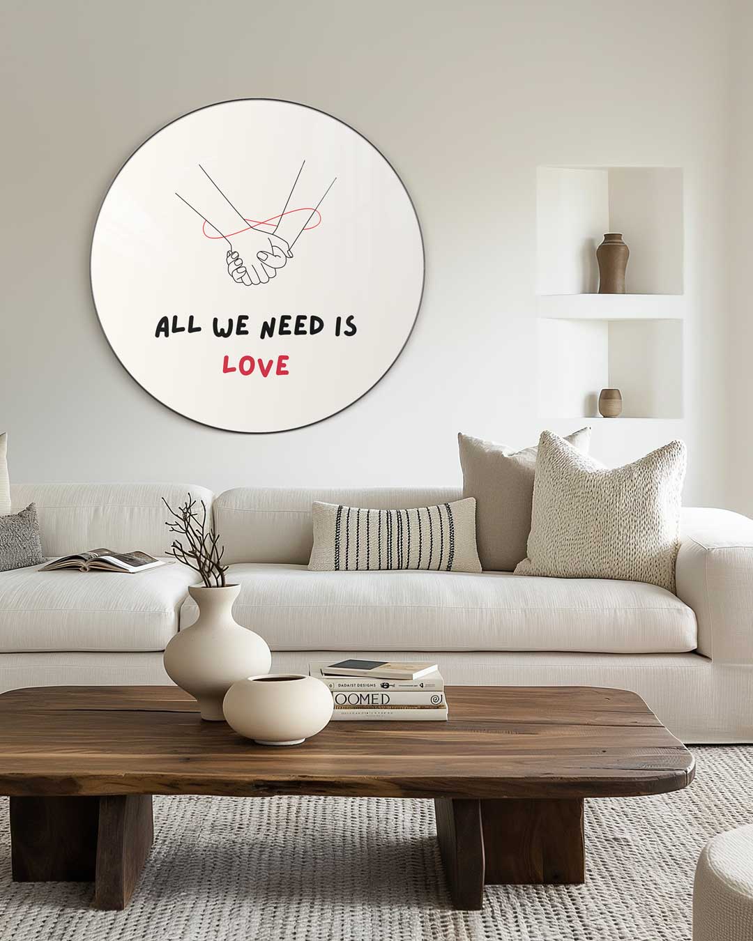 Romantische Muurcirkel All We Need Is Love-WallArtistic