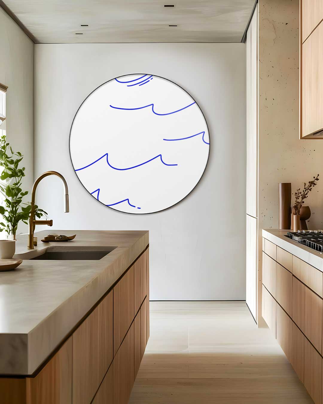 Golvend Blauw Wanddesign Muurcirkel
