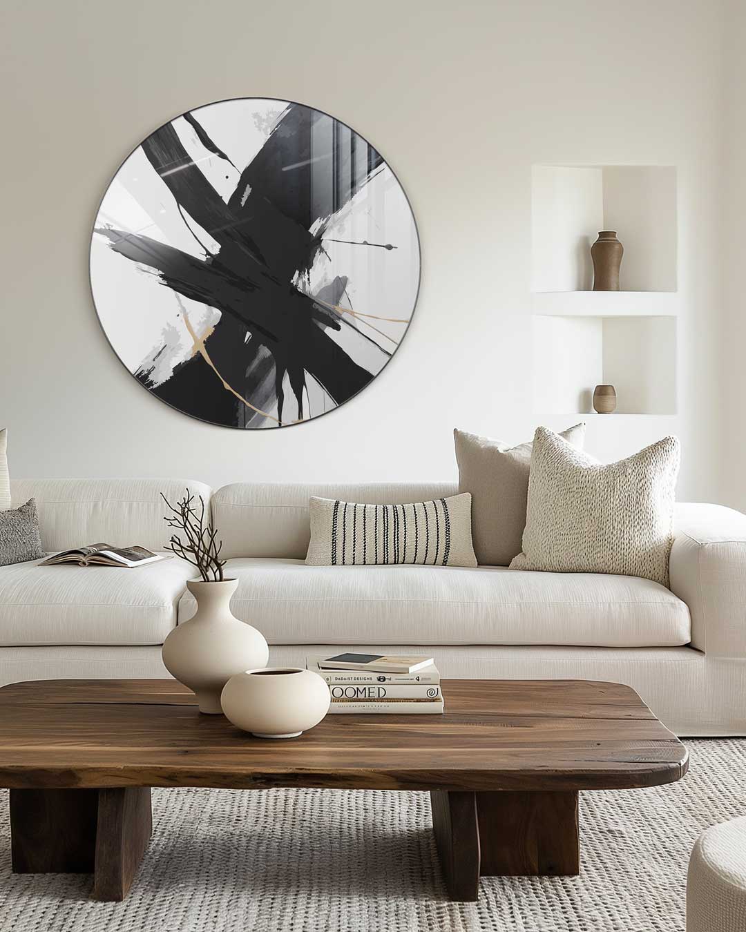 Abstracte Zwart-Witte Muurcirkel
