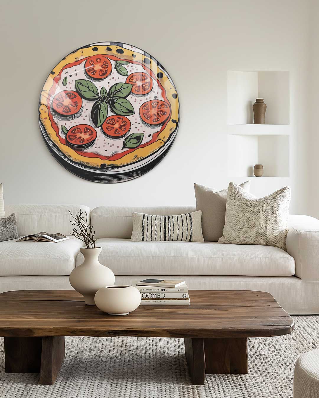Pizza Illustratie Muurcirkel-WallArtistic