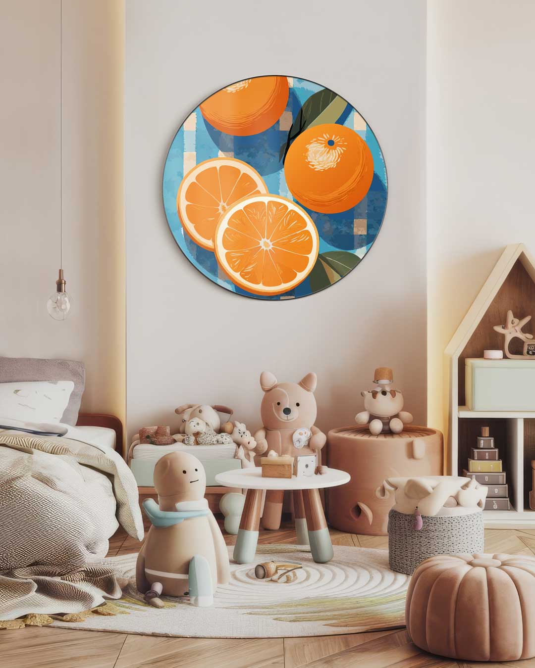 Zomerse Sinaasappel Muurcirkel-WallArtistic