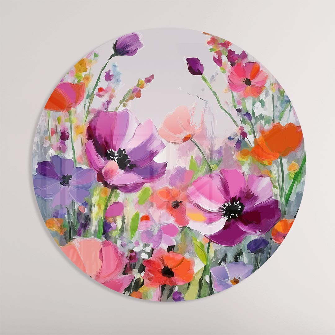 Kleurrijke Bloemen Muurcirkel