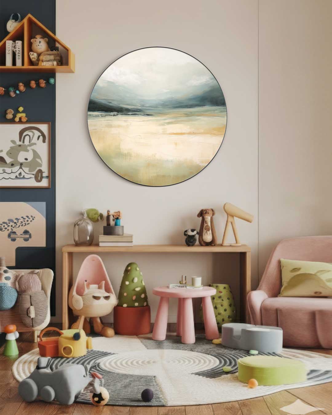 Rustieke Landschap Muurcirkel-WallArtistic