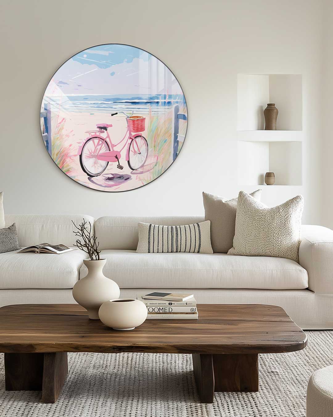 Zomerse Strandfiets Muurcirkel-WallArtistic