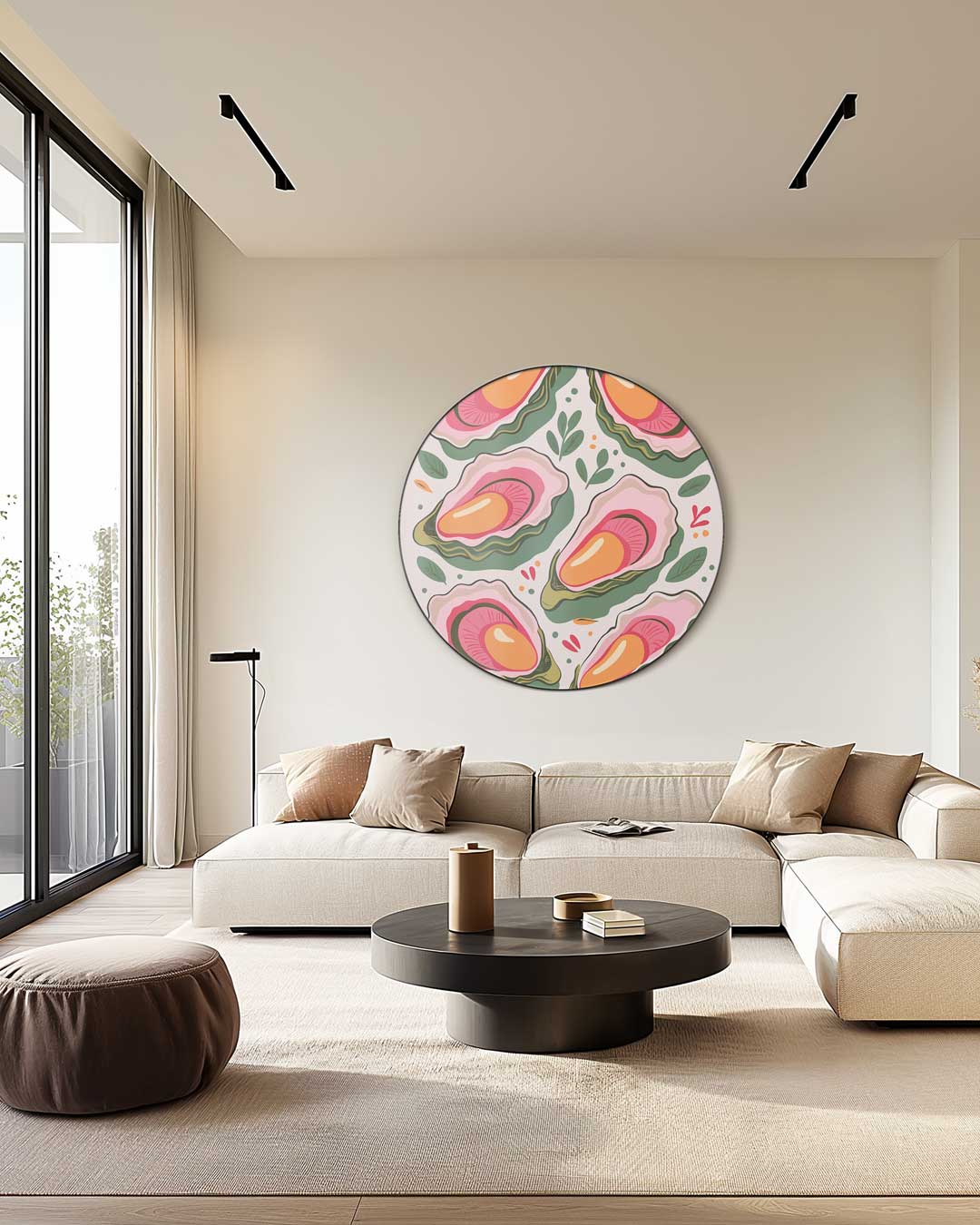 Vrolijke Oester Muurcirkel-WallArtistic