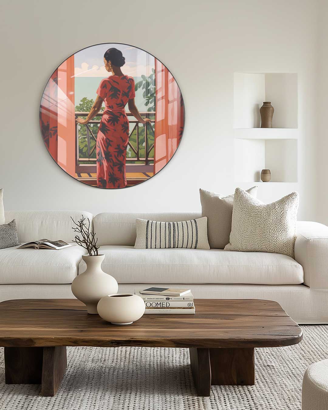 Vrouwelijke Elegantie Muurcirkel-WallArtistic