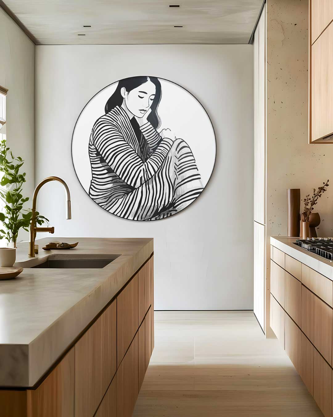 Rustige Striped Art Muurcirkel