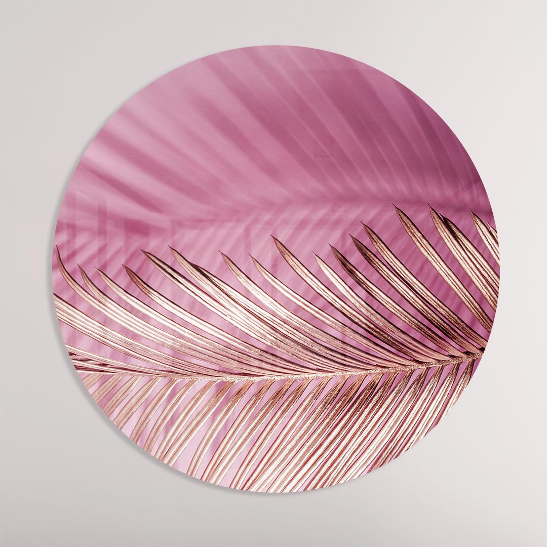 Roze Palmblad Muurcirkel