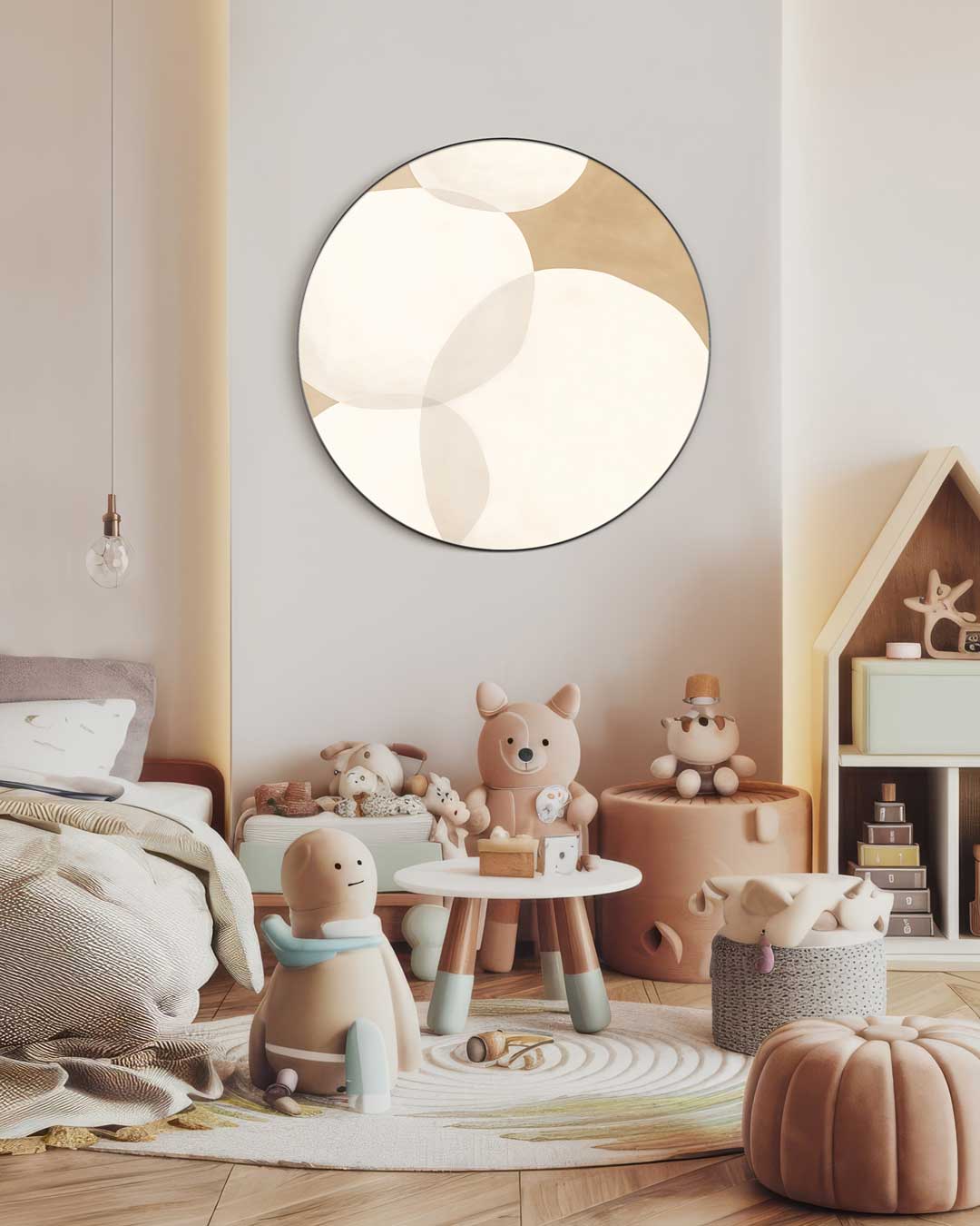 Elegante Witte Ronde Muurdecoratie Muurcirkel