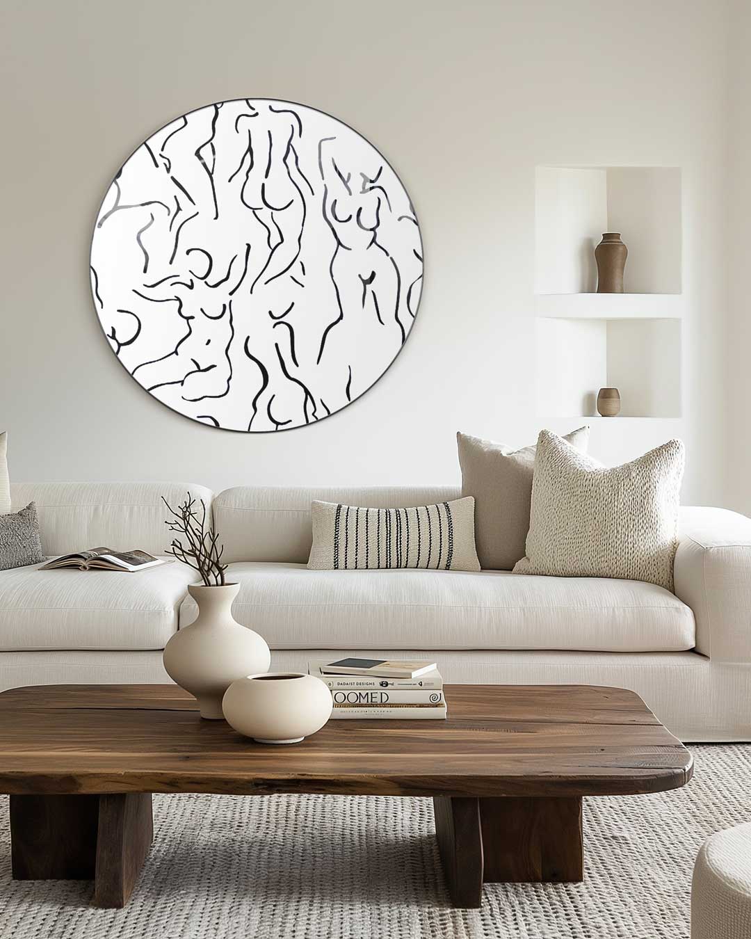 Stijlvolle Zwart-wit Muurcirkel-WallArtistic
