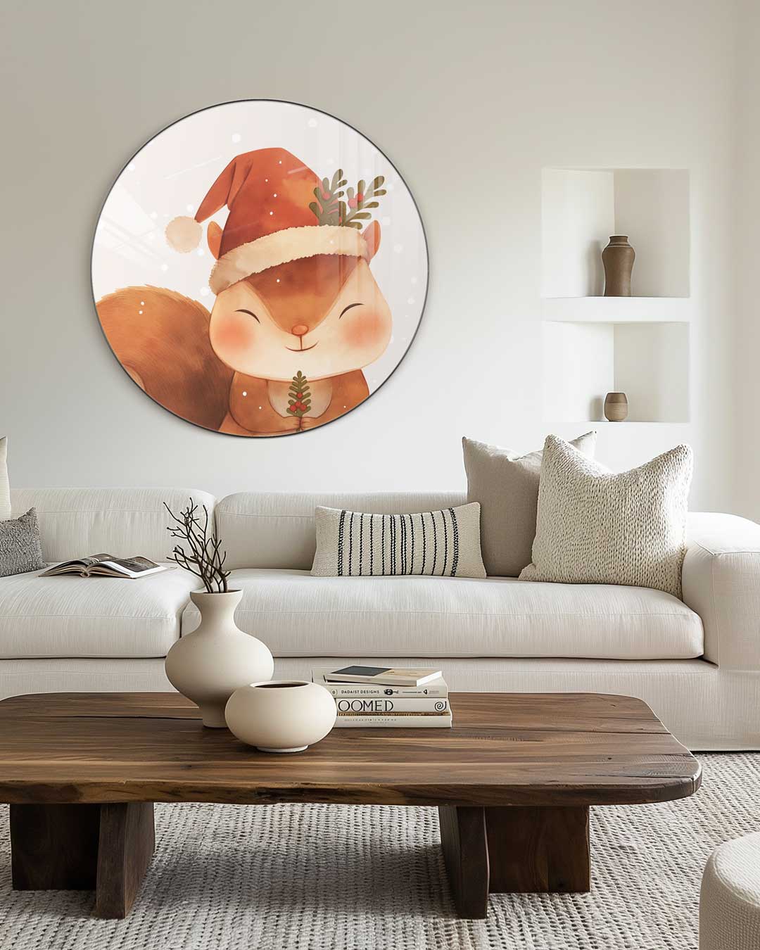Schattige Kersteekhoorn Muurcirkel-WallArtistic