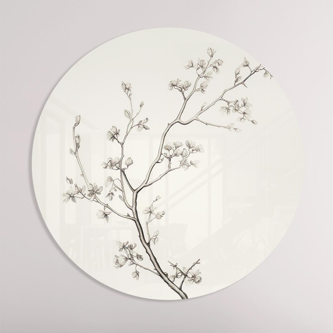 Lijntekening Bloementak Muurcirkel