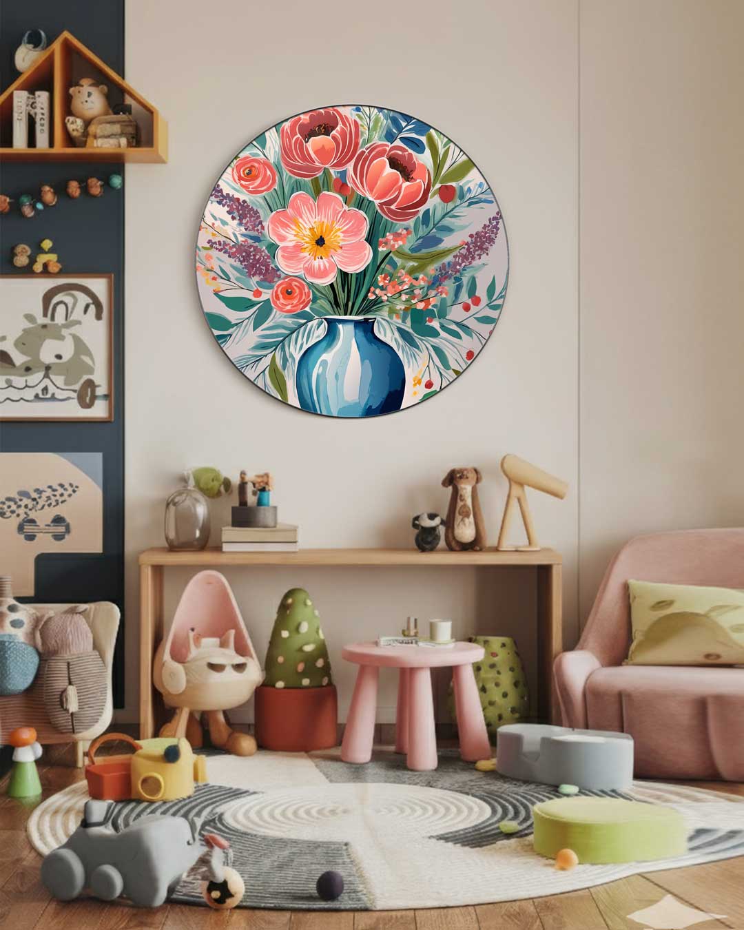Vrolijke Bloemen Muurcirkel