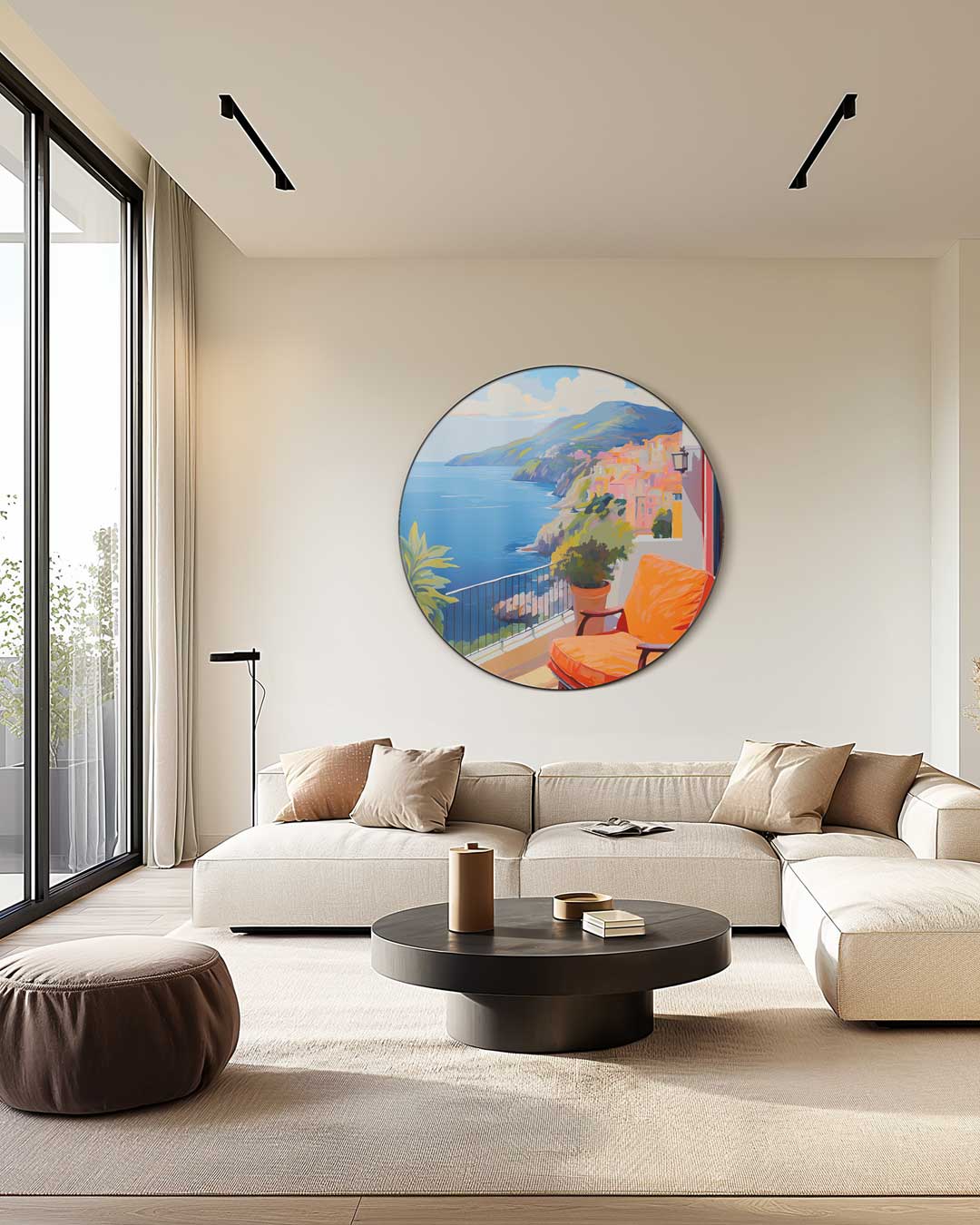 Droomachtige Mediterrane Balkon Muurcirkel-WallArtistic
