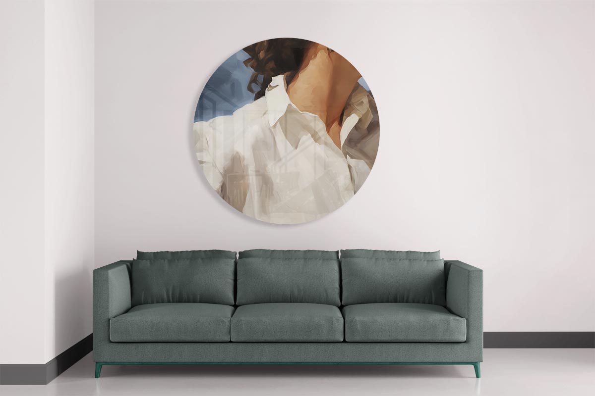 Elegante Damesportret Muurcirkel-WallArtistic