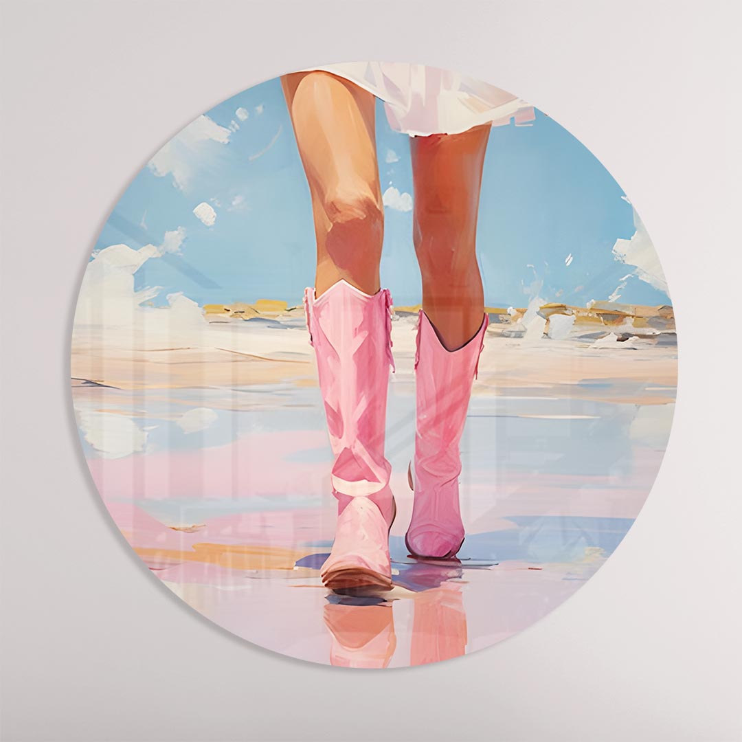 Roze Cowboy Wanddecoratie Muurcirkel