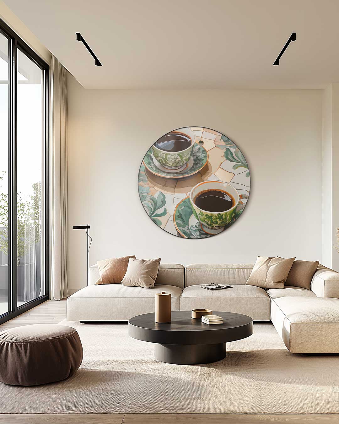 Groene Theetijd Muurcirkel-WallArtistic