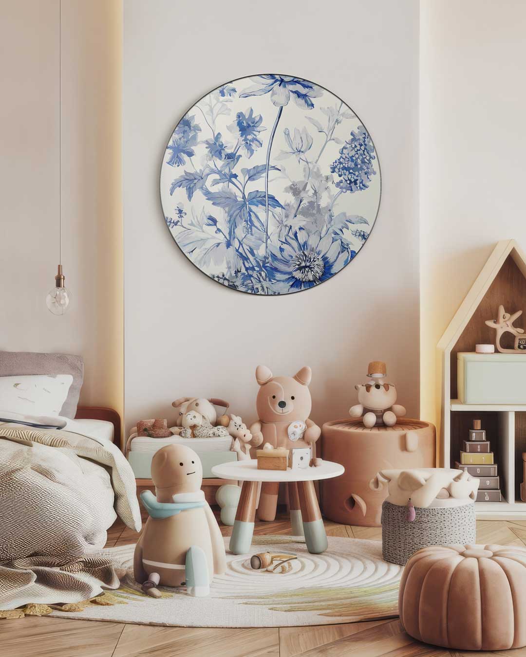 Blauwe Bloemen Muurcirkel