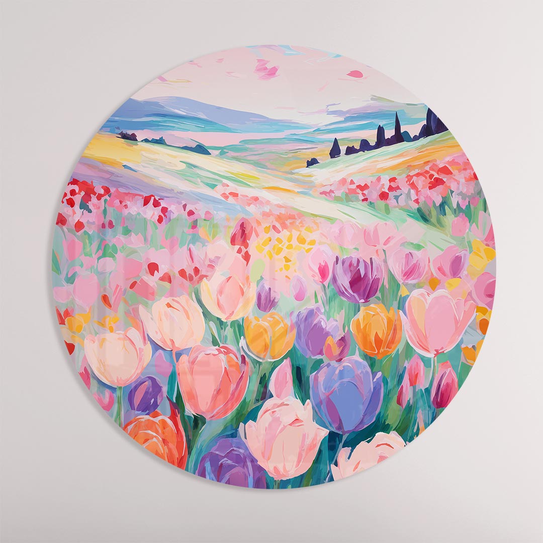 Kleurrijke Tulpenweide Muurcirkel