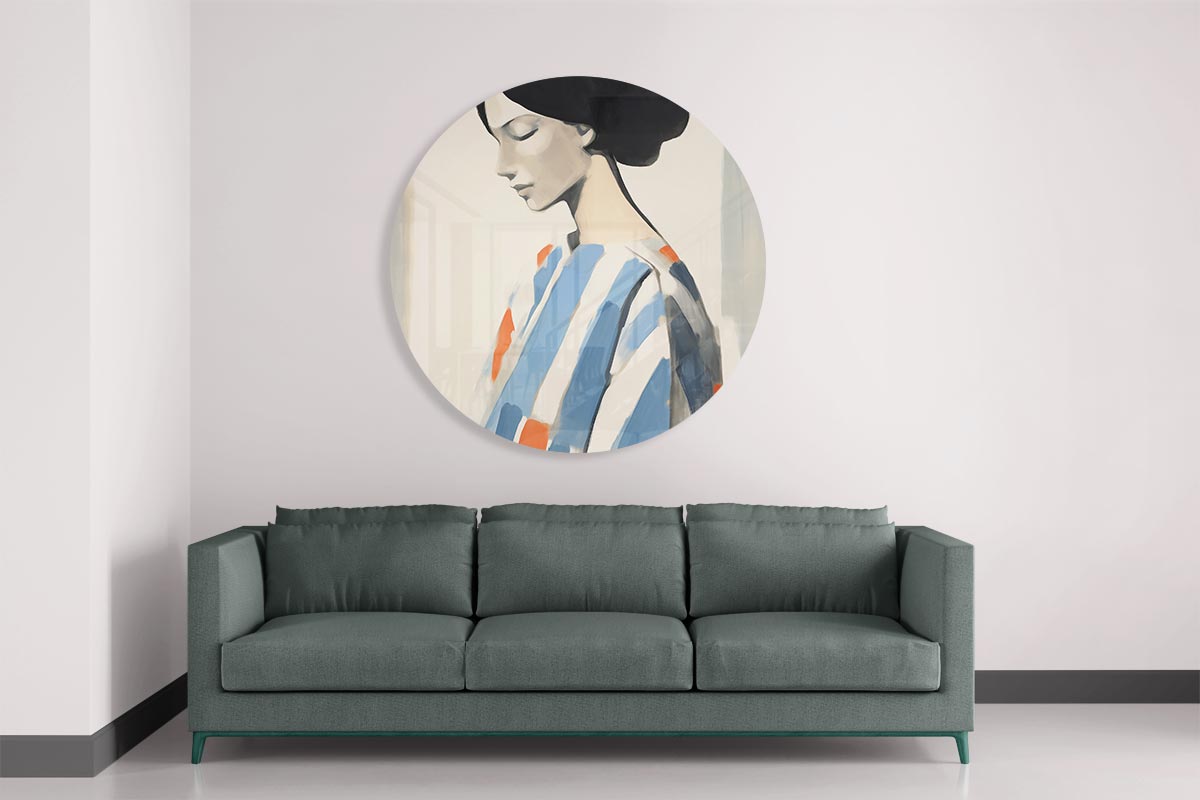 Stijlvolle Muurcirkel Met Vrouwelijk Portret-WallArtistic