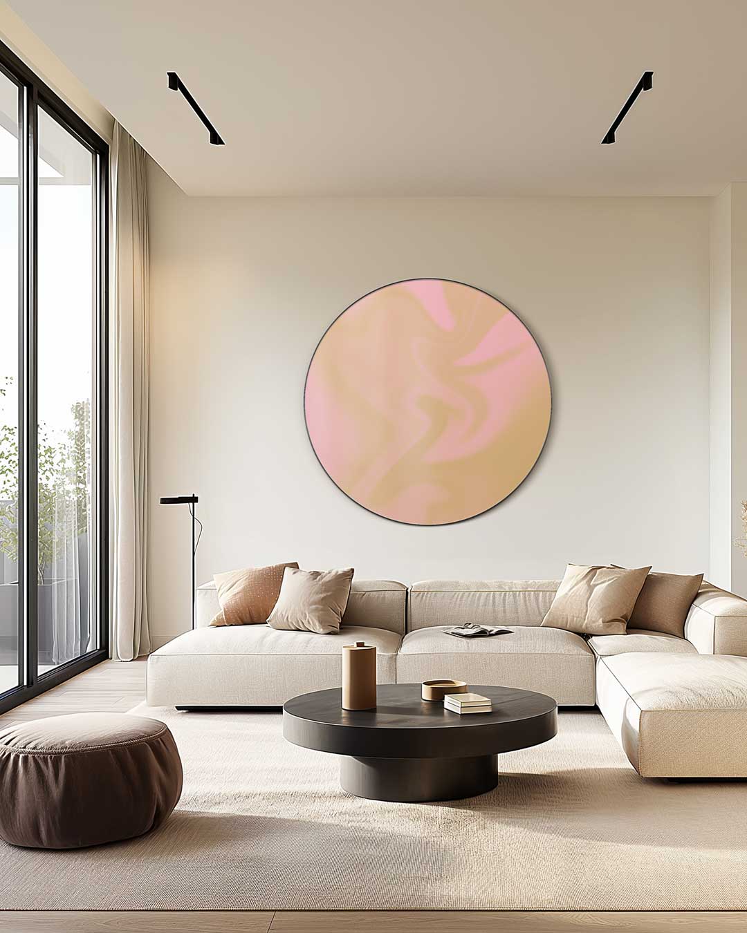 Vloeiende Roze-Beige Muurcirkel