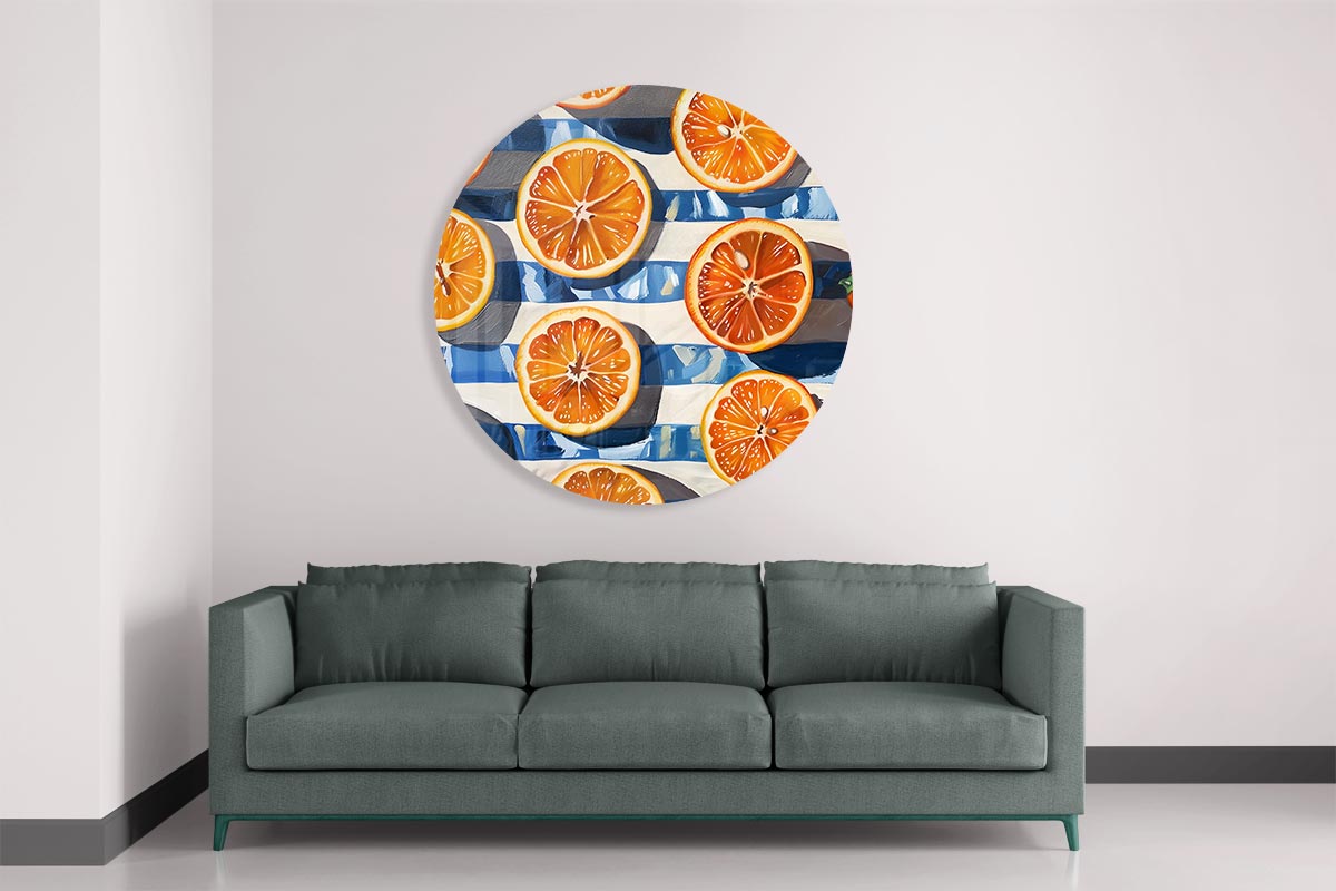Oranje Citrus Splash Wandkunst Muurcirkel