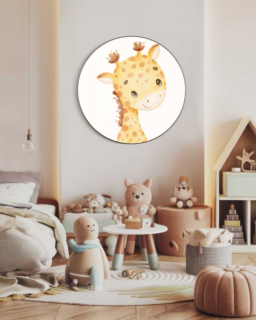 Lieve Giraffe Muurcirkel-WallArtistic