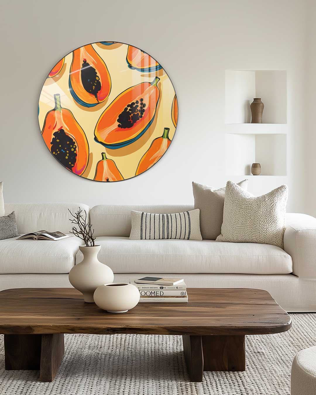 Tropische Papaya Muurcirkel-WallArtistic