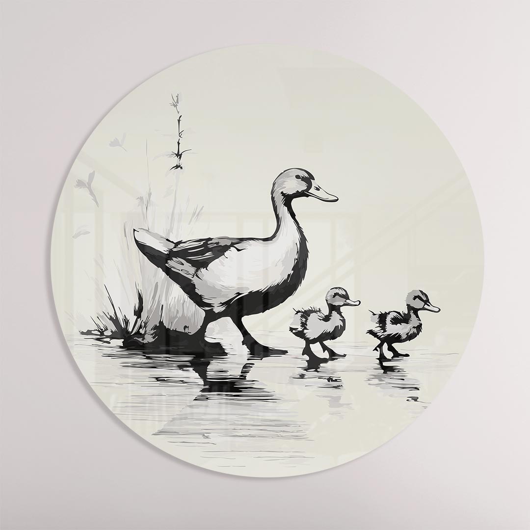 Eendengezinnetje Wandcirkel Muurcirkel-WallArtistic
