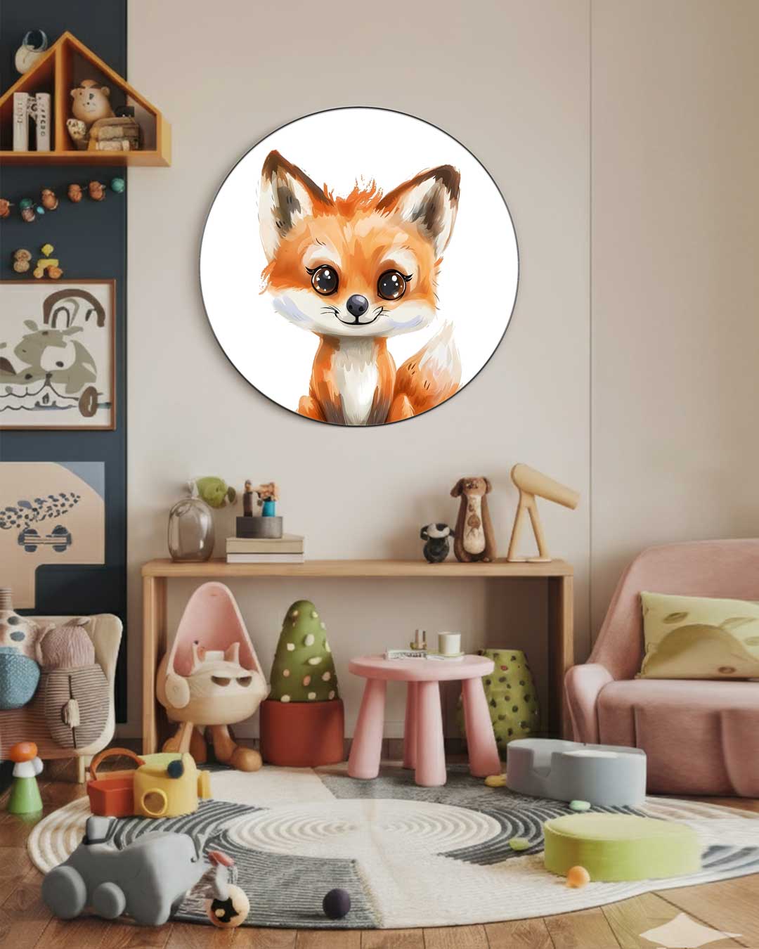 Schattige Vos Muurcirkel-WallArtistic