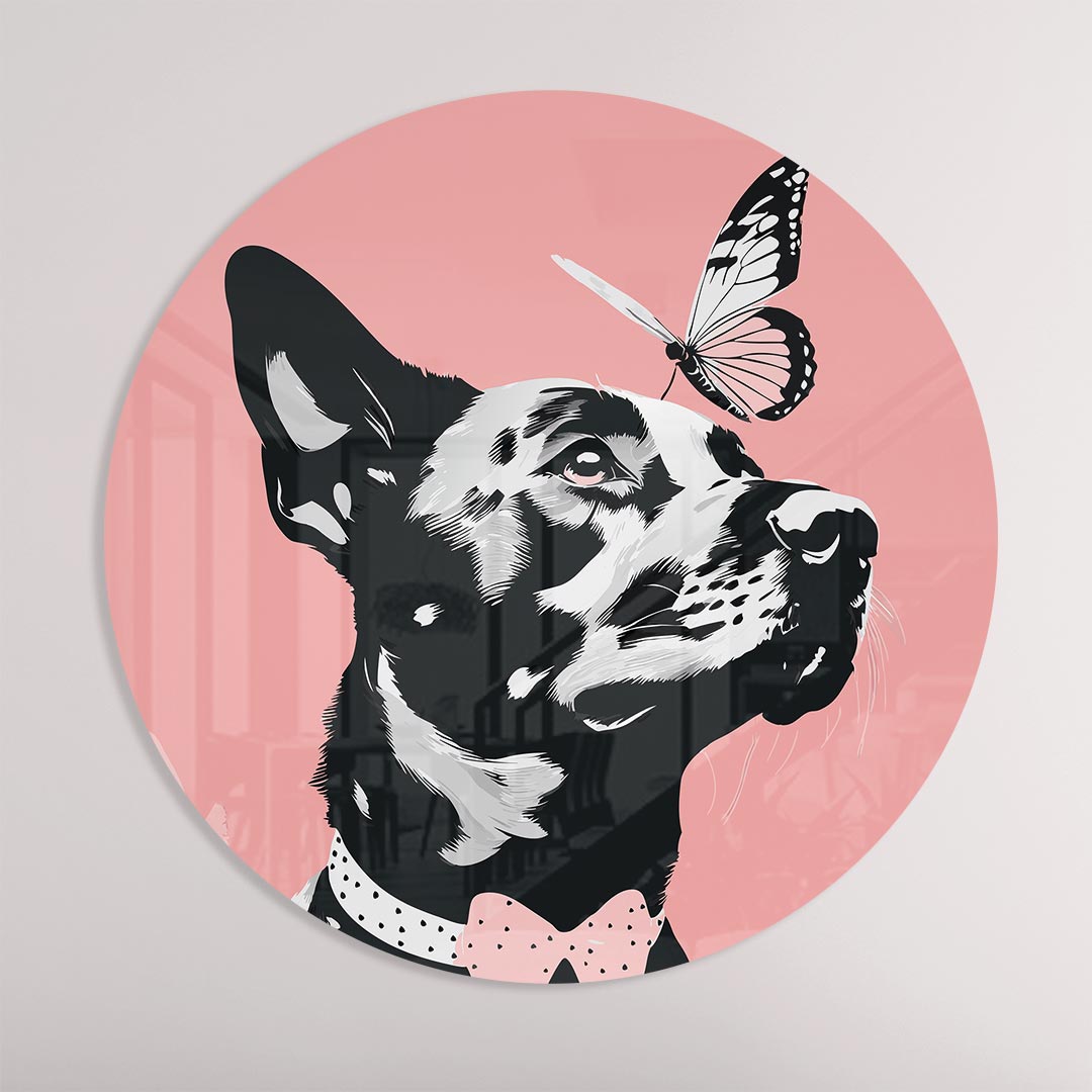 Hond met Vlinder Muurcirkel