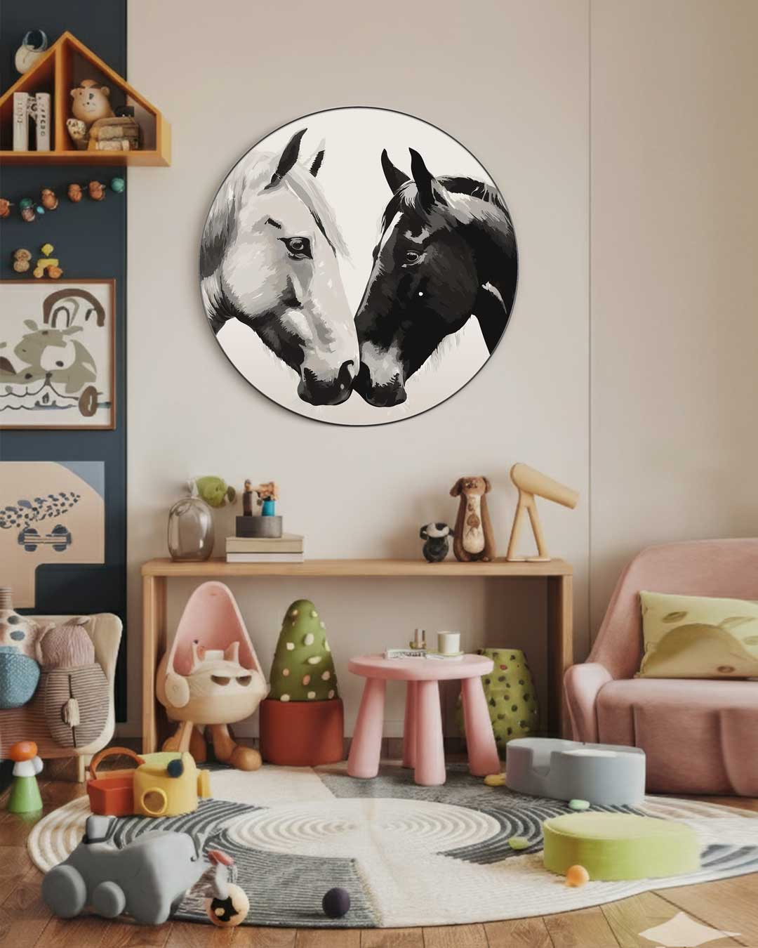 Elegante Paarden Vriendschap Muurcirkel