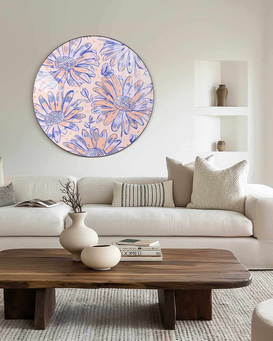 Bloemen Muurcirkel Pastel