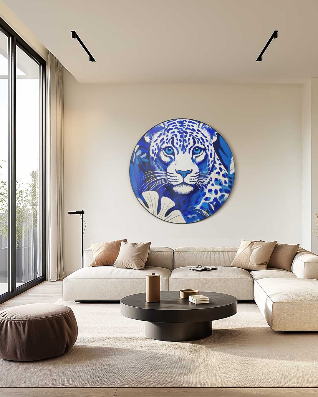 Dierenprint Muurcirkel Blauw Panter